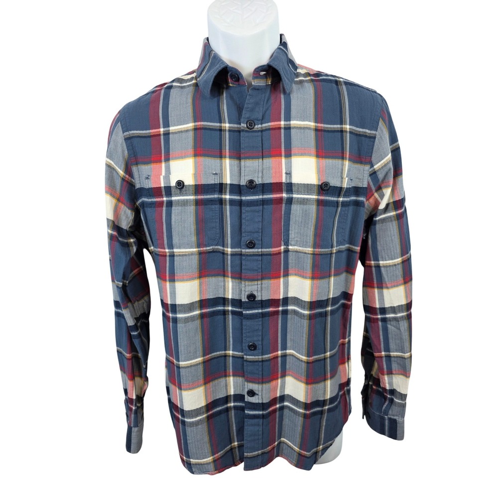 Express Mens Shirt Size Small S Blue Red Plaid Long Sleeve Button Up /B112